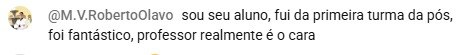 Comentário de aluno da primeira turma da Pós